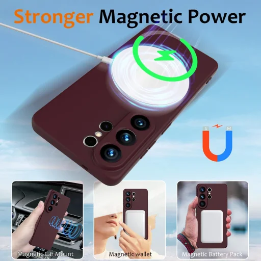 Samsung Galaxy S26 Ultra Ütésálló Szilikon MagSafe Telefon Tok (szilva lila) - 6