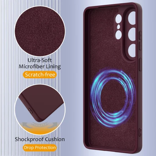 Samsung Galaxy S26 Ultra Ütésálló Szilikon MagSafe Telefon Tok (szilva lila) - 7