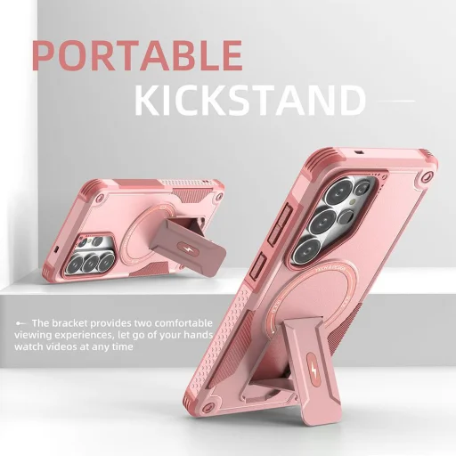 Samsung Galaxy S26 Ultra Armor MagSafe PC + TPU Tok támasztékkal (Rózsaszín) - 2