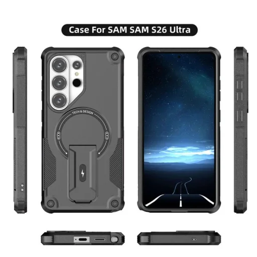 Samsung Galaxy S26 Ultra Armor MagSafe PC + TPU Tok támasztékkal (fekete) - 5