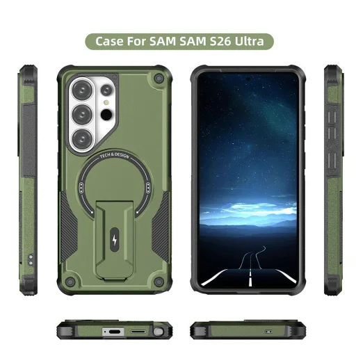 Samsung Galaxy S26 Ultra Armor MagSafe PC + TPU Tok támasztékkal (zöld) - 2