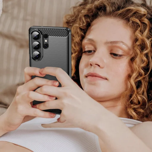 Samsung Galaxy S26 Ultra szénszálas-hatású TPU tok (fekete) - 6