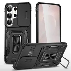 Samsung Galaxy S26 Ultra páncél PC-TPU mágneses kameravédő telefontok (fekete)