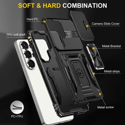 Samsung Galaxy S26 Ultra páncél PC-TPU mágneses kameravédő telefontok (fekete) - 4