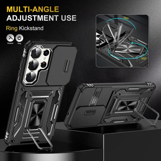 Samsung Galaxy S26 Ultra páncél PC-TPU mágneses kameravédő telefontok (fekete) - 6