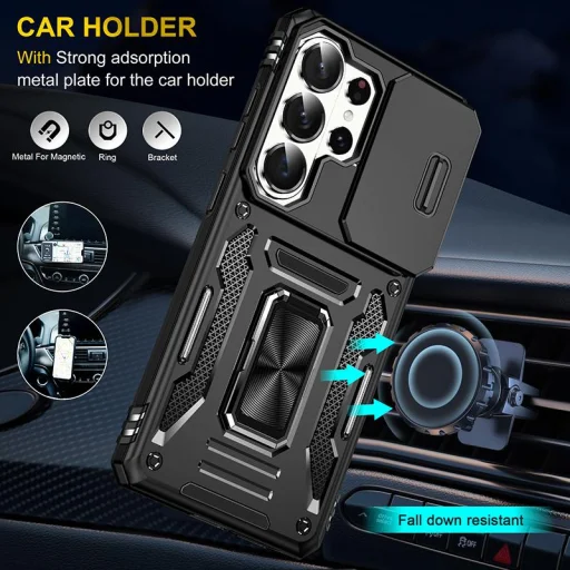 Samsung Galaxy S26 Ultra páncél PC-TPU mágneses kameravédő telefontok (fekete) - 7