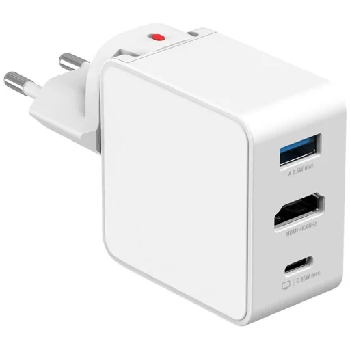4smarts Flex adapter Hub 65W GaN utazó töltő USB-C/USB-A/HDMI fehér - 3