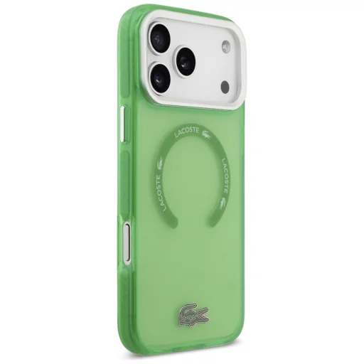 iPhone 17 Pro Max Lacoste ütésálló áttetsző matt MagSafe tok zöld - 4