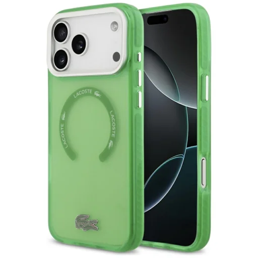 iPhone 17 Pro Max Lacoste ütésálló áttetsző matt MagSafe tok zöld - 1