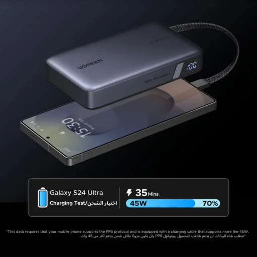 Powerbank UGREEN PB550, 20000mAh, 67W, QC + PD, Szürke - 3