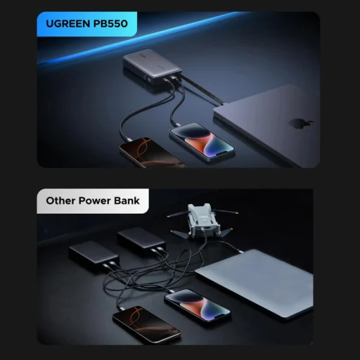Powerbank UGREEN PB550, 20000mAh, 67W, QC + PD, Szürke - 5