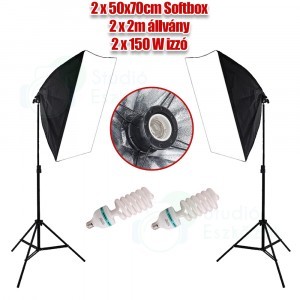 Softbox szett 2x150W, 2x2m állvánnyal