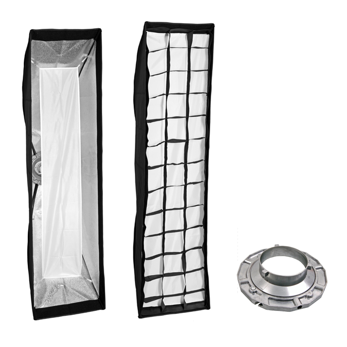 Bowens softbox 40x180cm méhsejtráccsal alumínium gyűrű adapterrel-0