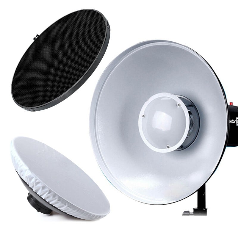 Beauty Dish ezüst 55cm diffúzorral, méhsejtráccsal-0