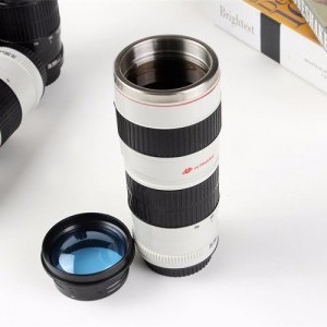 Objektív bögre 70-200m 450ml fehér rozsdamentes acél belsővel