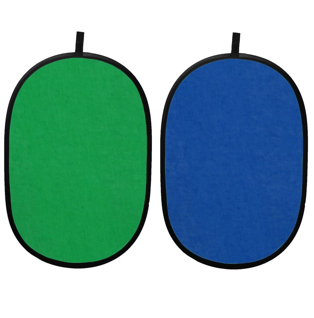 1.5x2M Chroma key 2 az 1-ben összecsukható pamut háttér kék/zöld színben-0