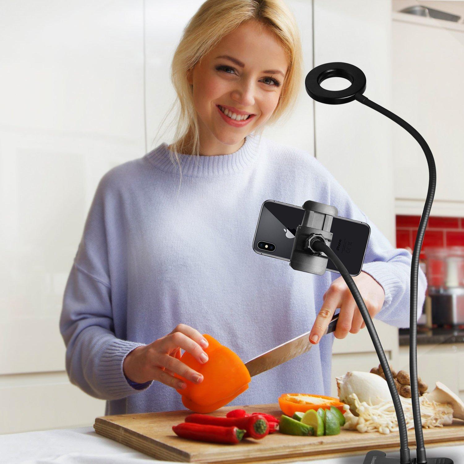 42-RK csíptethető selfie körfény mobiltelefon tartóval, ring light-7