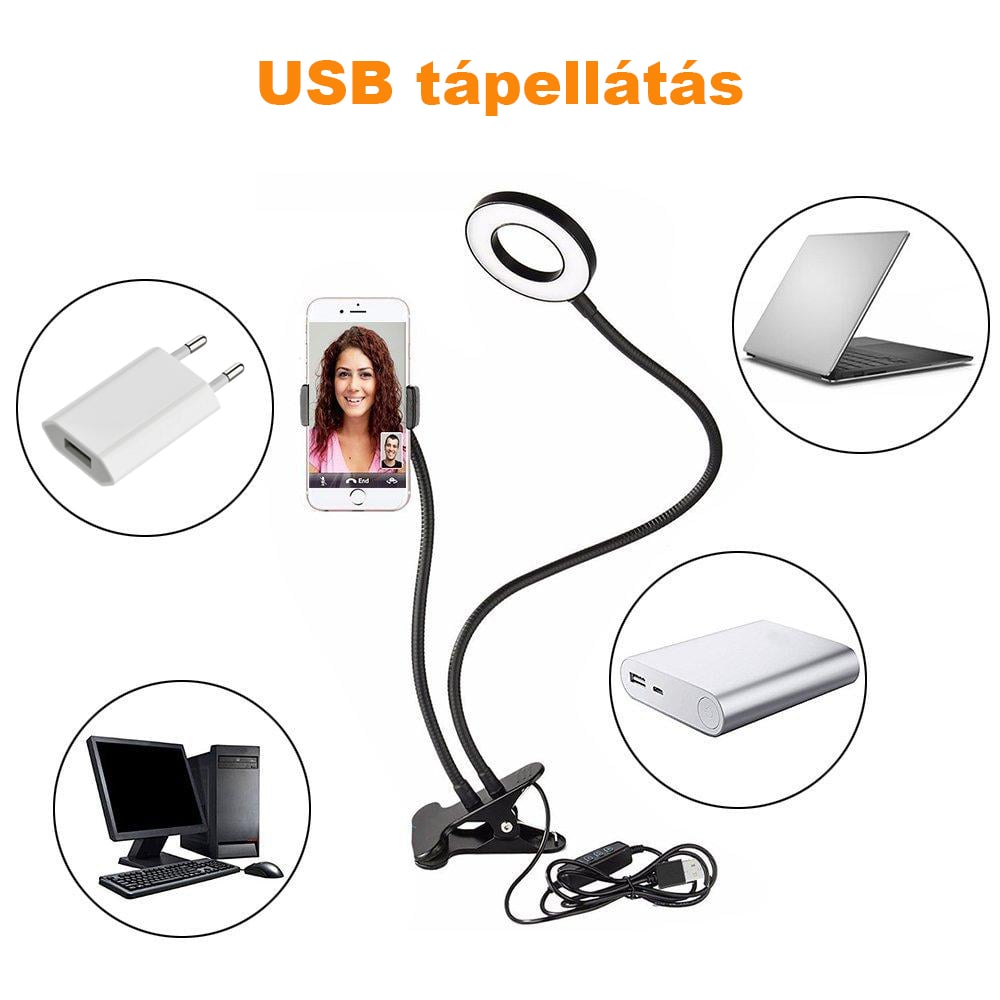 42-RK csíptethető selfie körfény mobiltelefon tartóval, ring light-1