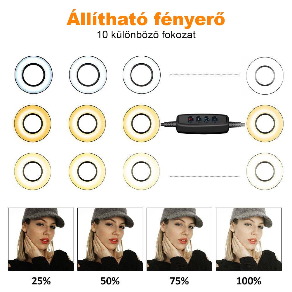 42-RK csíptethető selfie körfény mobiltelefon tartóval, ring light-2