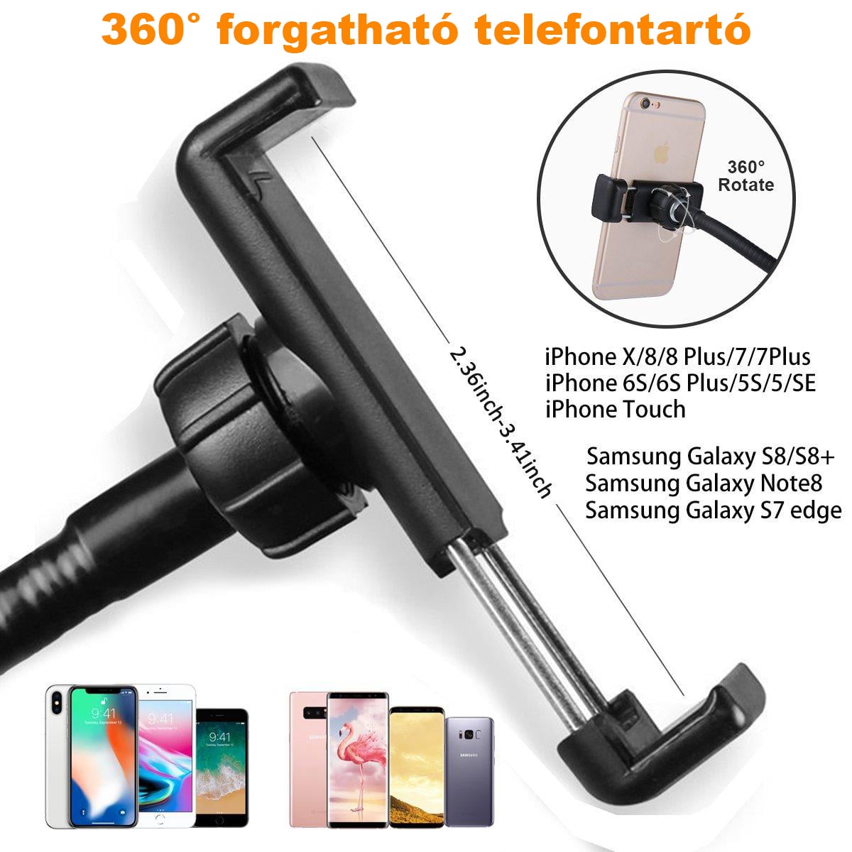 42-RK csíptethető selfie körfény mobiltelefon tartóval, ring light-11