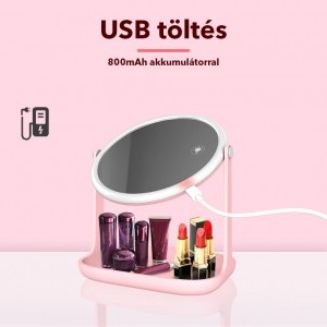 Jackal 63-KR LED-es kozmetikai tükör, sminktükör- Rózsaszín