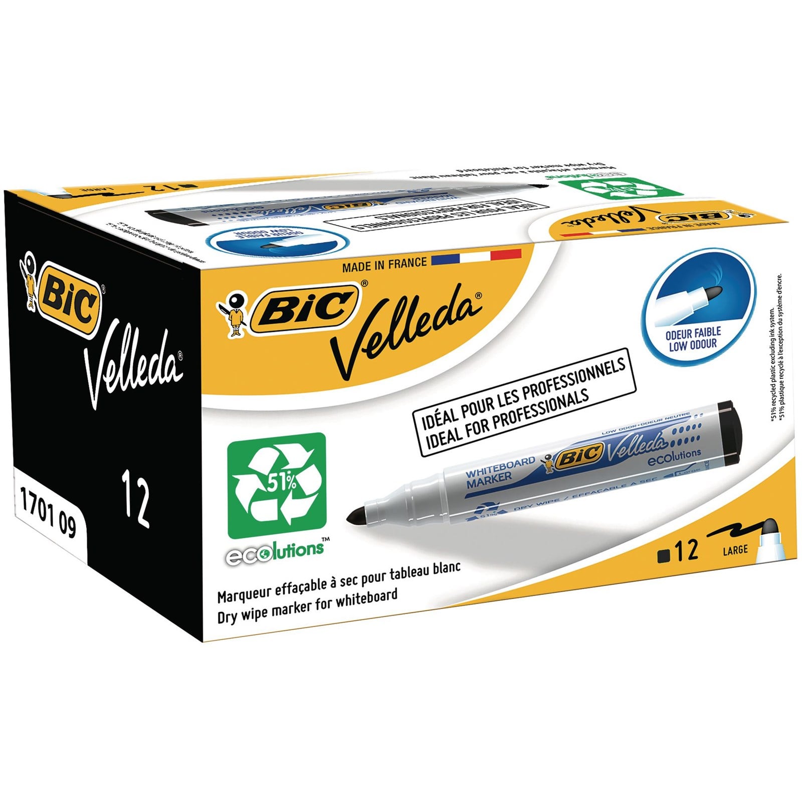 BIC Velleda marker fehértáblához, fekete (12 db) + BIC marker, vegyes színek (3 db)-0