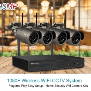 Techage 1080P HD WIFI vezeték nélküli infrás IP biztonsági kamera szett 4ch, 4db kamera, 1db vevő