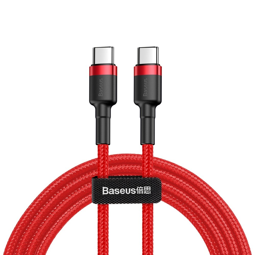 USB-C - USB-C kábel PD2.0 60W 20V 3A QC3.0 1m piros Baseus Cafule Nylon harisnyázott-0