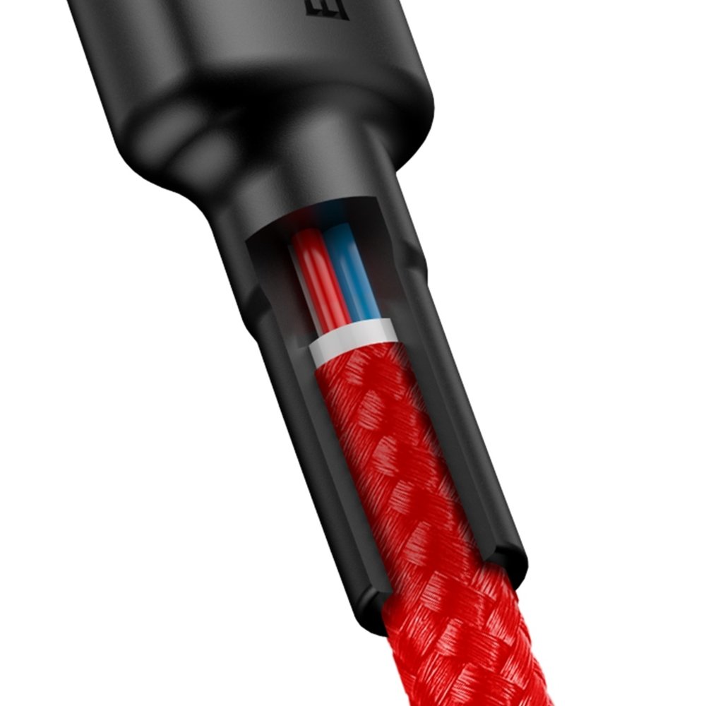 USB-C - USB-C kábel PD2.0 60W 20V 3A QC3.0 1m piros Baseus Cafule Nylon harisnyázott-2