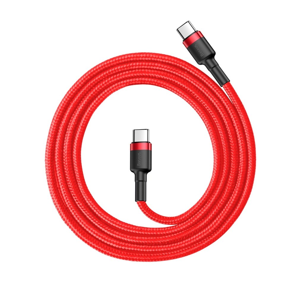 USB-C - USB-C kábel PD2.0 60W 20V 3A QC3.0 1m piros Baseus Cafule Nylon harisnyázott-3