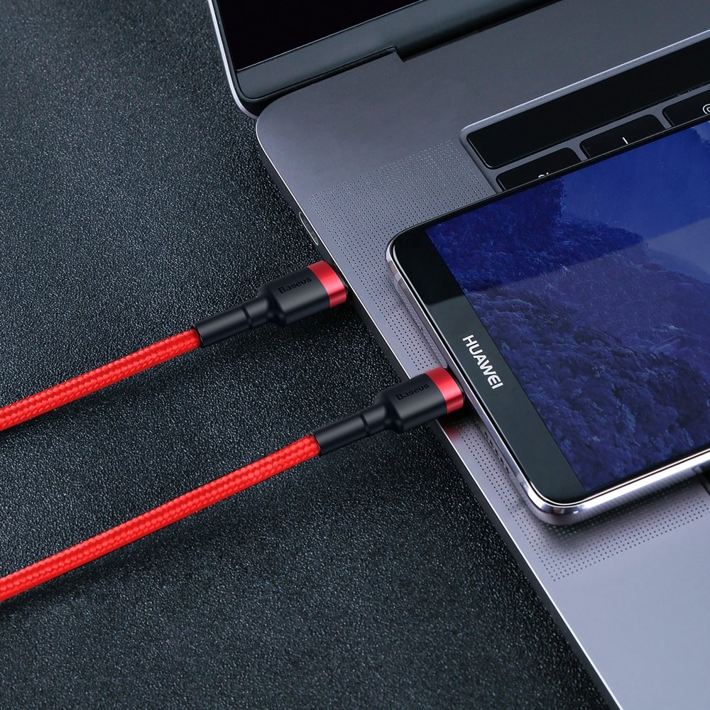 USB-C - USB-C kábel PD2.0 60W 20V 3A QC3.0 1m piros Baseus Cafule Nylon harisnyázott-5