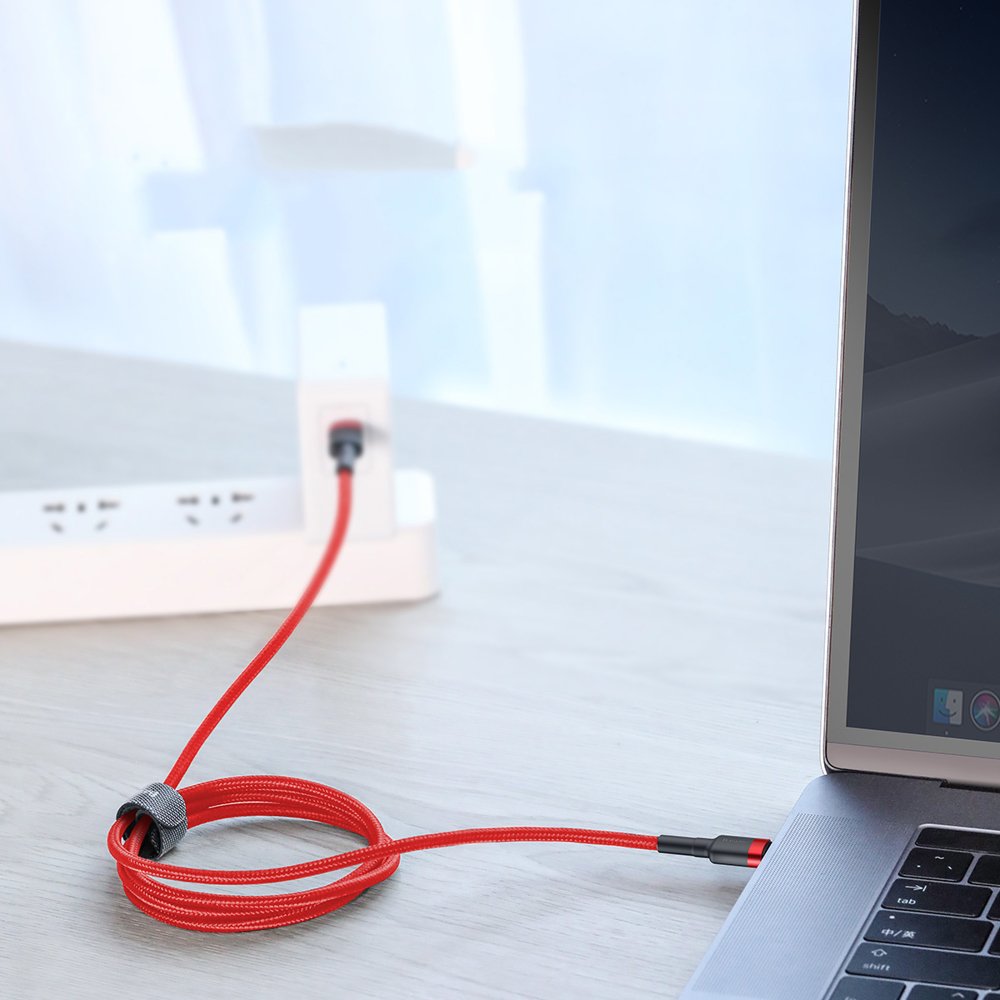 USB-C - USB-C kábel PD2.0 60W 20V 3A QC3.0 1m piros Baseus Cafule Nylon harisnyázott-6