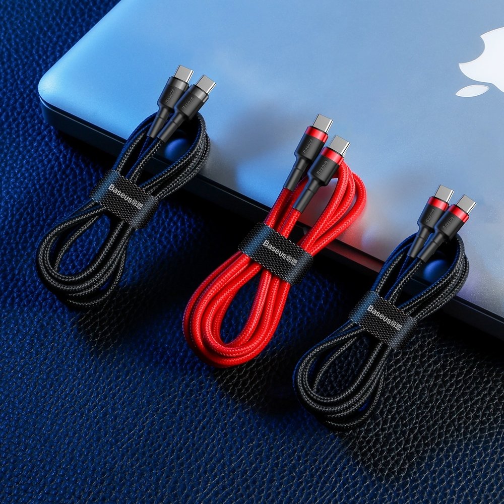 USB-C - USB-C kábel PD2.0 60W 20V 3A QC3.0 1m piros Baseus Cafule Nylon harisnyázott-7