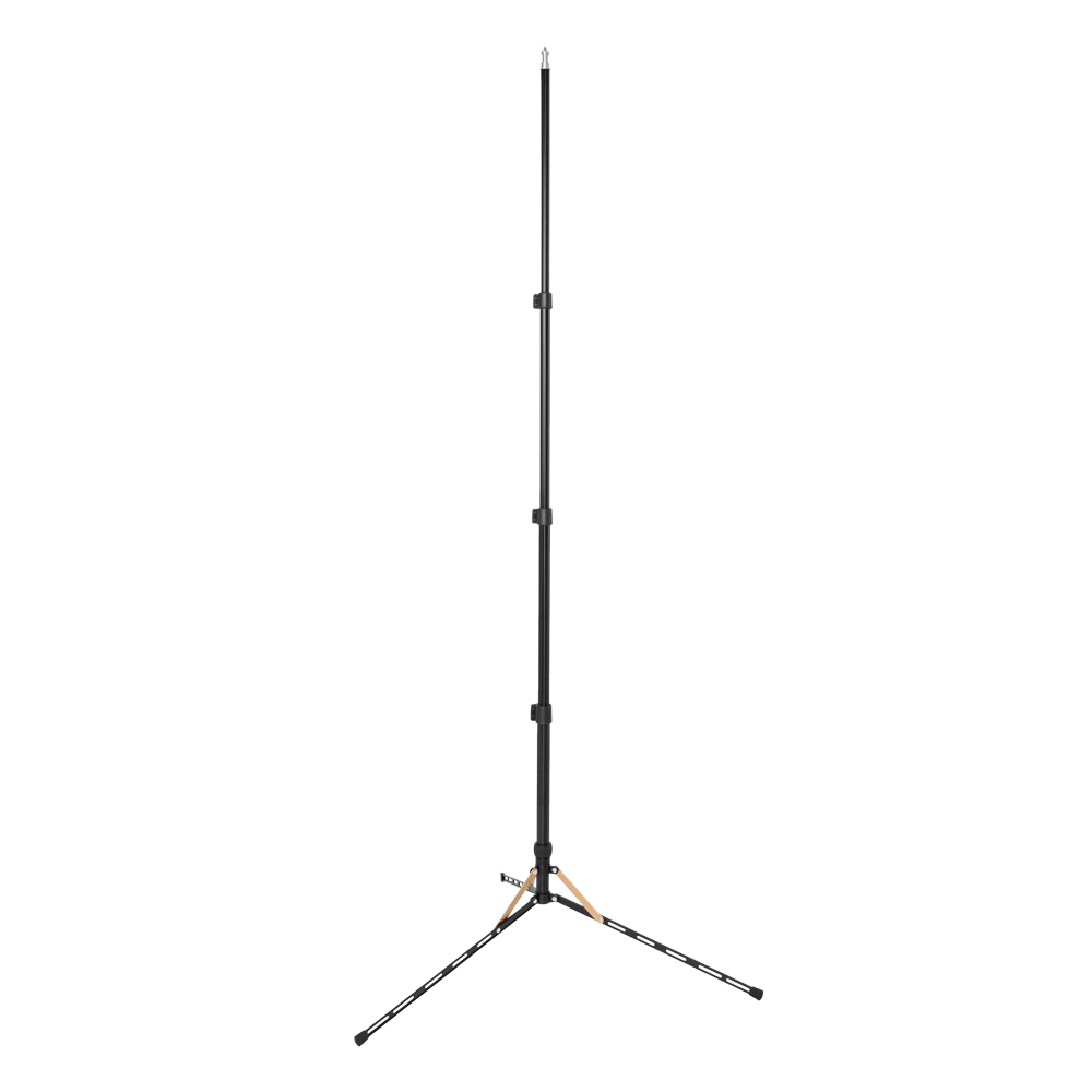 QZSD alumínium lámpatartó stúdió állvány, vakuállvány 186cm, spigot fejjel, fekete-arany színben-1