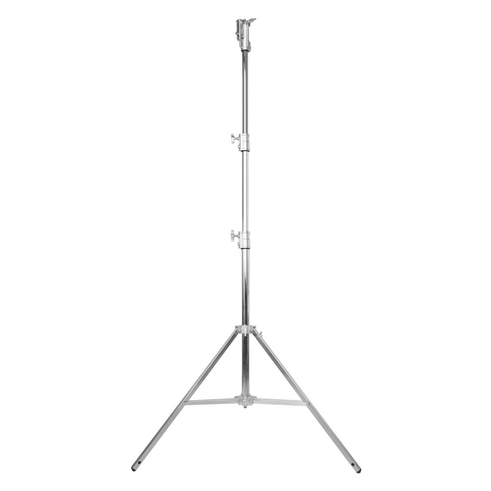 Rozsdamentes acél lámpatartó stúdió állvány, vakuállvány 320cm, kitolható spigot fejjel (LT320)-1