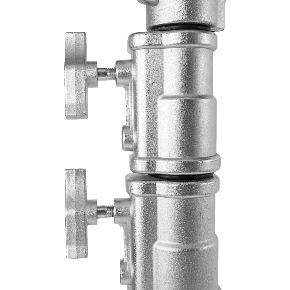 Rozsdamentes acél lámpatartó stúdió állvány, vakuállvány 320cm, kitolható spigot fejjel (LT320)-4