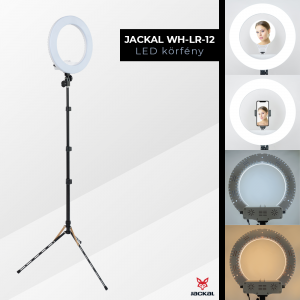 Jackal WH-LR-12 30cm LED körlámpa, körfény 3200-5500K 1.9M extra stabil állvánnyal, tükörrel