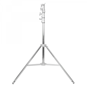 Rozsdamentes acél lámpatartó stúdió állvány, vakuállvány 320cm, kitolható spigot fejjel (LT320)