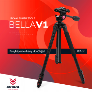 Jackal Bella V1 fényképező állvány, tripod videófejjel (187cm)