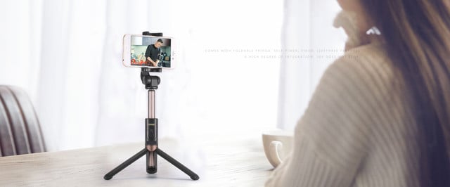 Remax vezeték nélküli selfie bot és tripod fekete (RP-P9)-1