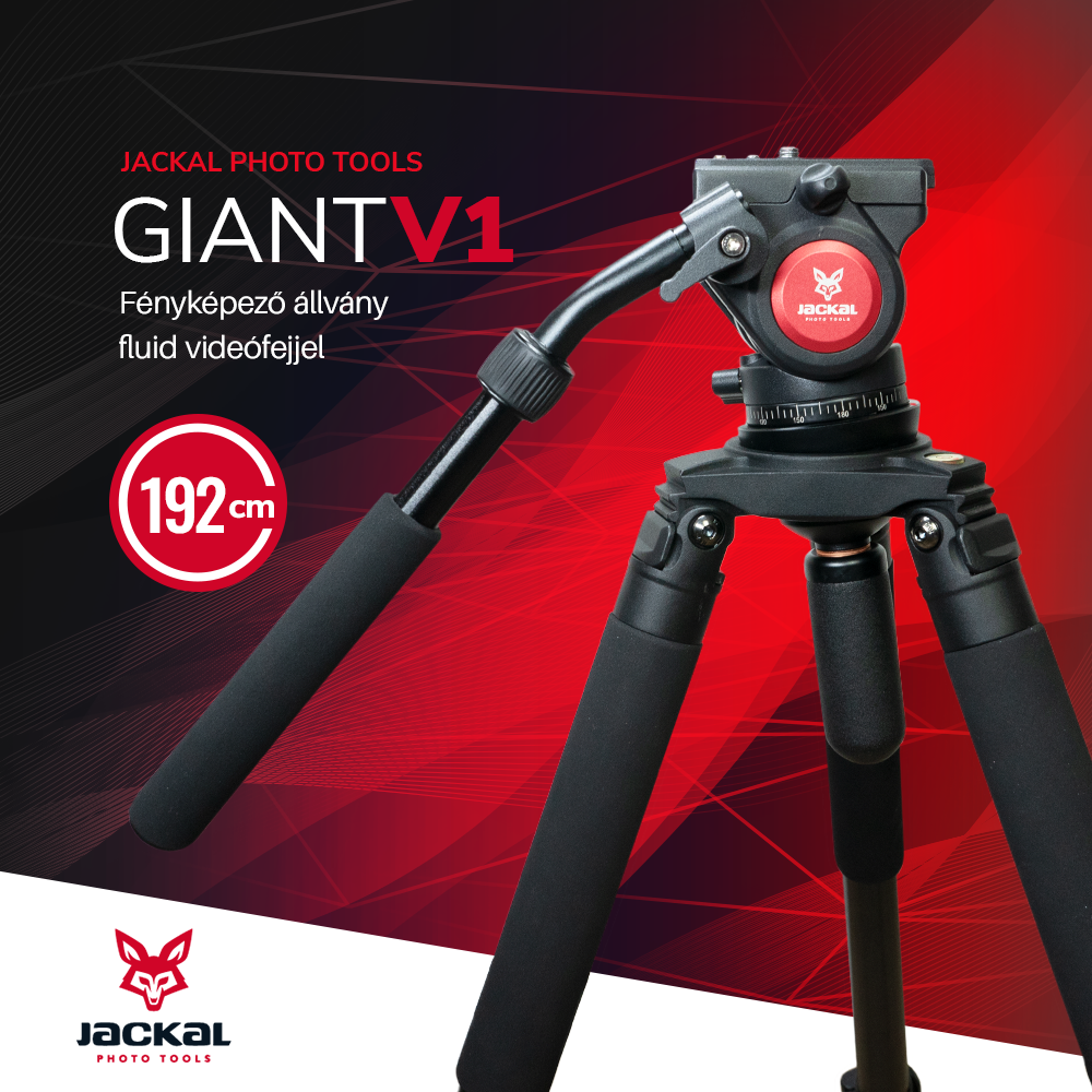 Jackal Giant V1 fluid fejes fényképező állvány, tripod (192cm)-0