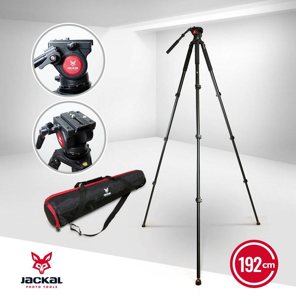 Jackal Giant V1 fluid fejes fényképező állvány, tripod (192cm)-3