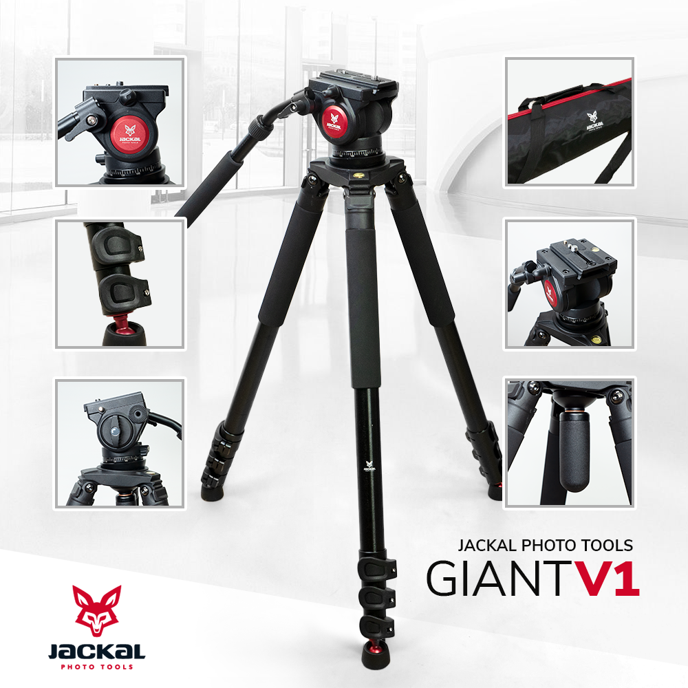 Jackal Giant V1 fluid fejes fényképező állvány, tripod (192cm)-4