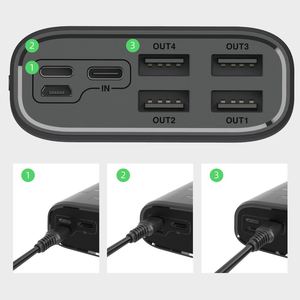 Dudao 30000 mAh 4xUSB 4A powerbank kijelzővel fekete, power bank K8Max-3