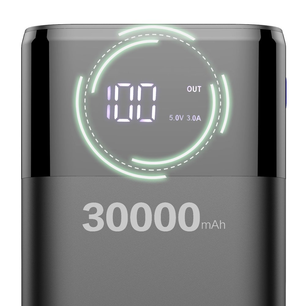 Dudao 30000 mAh 4xUSB 4A powerbank kijelzővel fekete, power bank K8Max-6