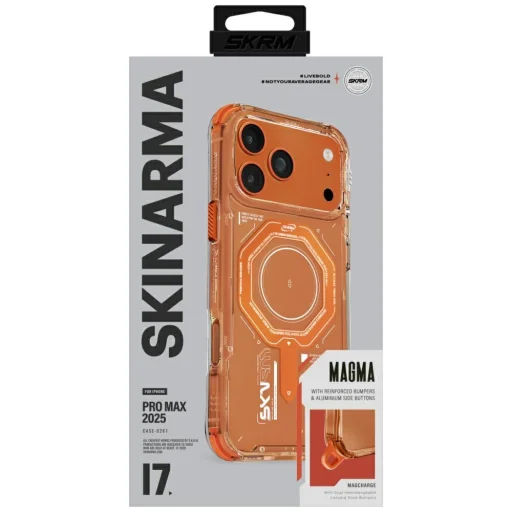 iPhone 17 Pro Max Skinarma Magma tok Mágneses Töltés Narancs - 5