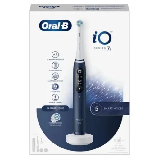 Oral-B Elektromos Fogkefe iO Series 7s Készlet, Cserélhető Fejjel és Tokkal, Zafírkék EU - 1