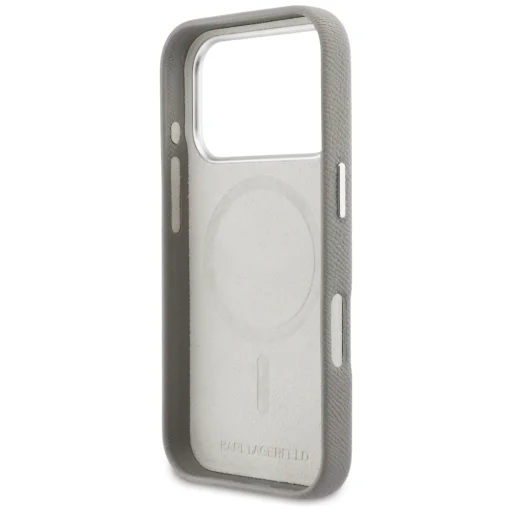 iPhone 17 Pro Max Karl Lagerfeld Karl & Choupette Head Pins Saffiano MagSafe szürke tok - 7