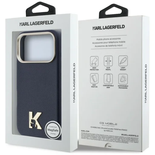 iPhone 17 Pro Karl Lagerfeld Karl Head Logo MagSafe tok kék - 8