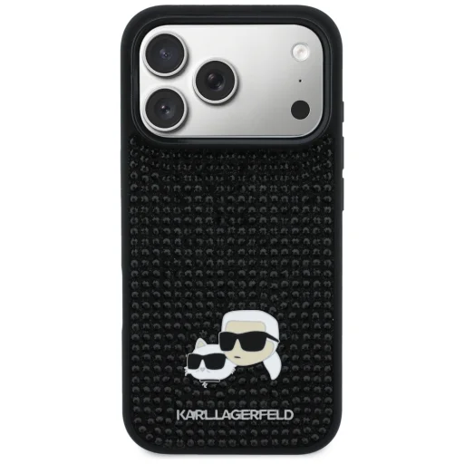 iPhone 17 Pro Karl Lagerfeld Strasszok Karl&Choupette Pin fekete tok - 3